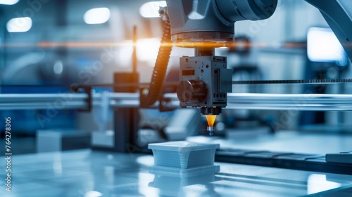 A 3D printer engaged in additive manufacturing and robotic automation technology, highlighting the intersection of 3D printing with advanced robotics for innovative solutions