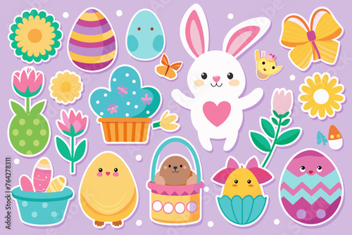 easter stickers for kids vector illustration