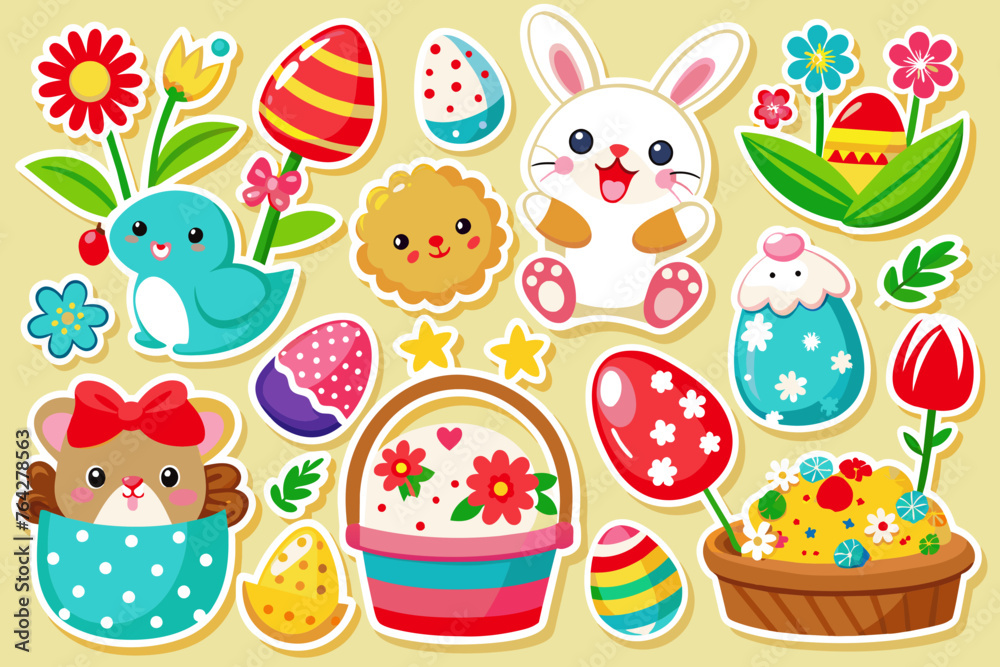easter stickers vector illustration easter stickers vector illustration