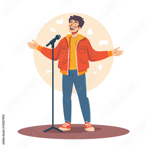 Man performing on stage with stand-up