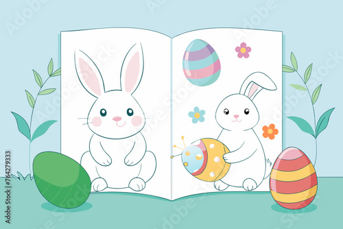 easter les eufs et lapins pack coloring book vector illustration