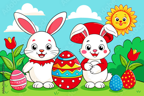 easter les eufs et lapins pack coloring book vector illustration photo