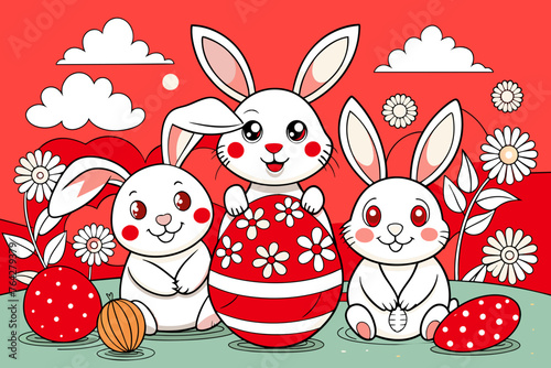 easter les eufs et lapins pack coloring book vector illustration