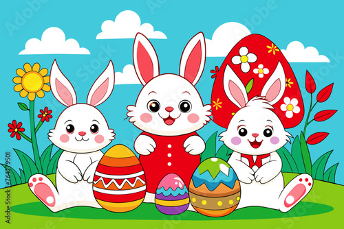 easter les eufs et lapins pack coloring book vector illustration photo