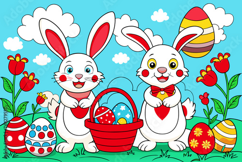 easter les eufs et lapins pack coloring book vector illustration