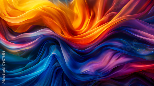 Colorful abstraction in motion, vibrant liquid waves, artistic background design