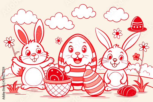 easter les eufs et lapins pack coloring book vector illustration photo