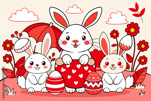 easter les eufs et lapins pack coloring book vector illustration