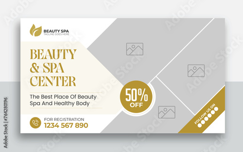 Beauty spa web banner template design | Health and body massage, salon, cosmetic treatment service marketing video thumbnail