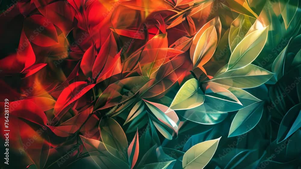 Abstract background with green and orange leaves. Floral design. Abstract background with green and orange leaves. Floral design.