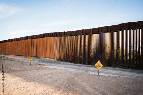 The US border wall between Lukeville Arizona and Sonoyta Mexico.