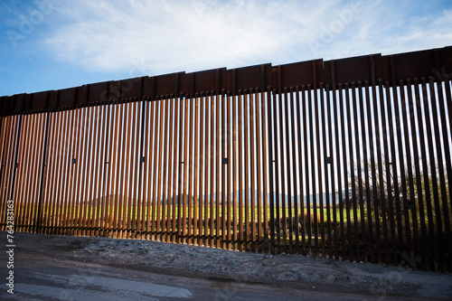 The US border wall between Lukeville Arizona and Sonoyta Mexico.