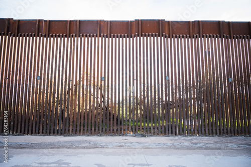 The US border wall between Lukeville Arizona and Sonoyta Mexico.