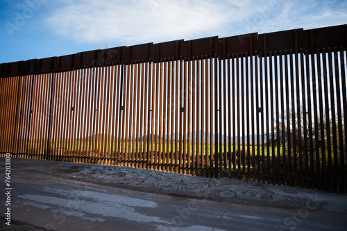The US border wall between Lukeville Arizona and Sonoyta Mexico.