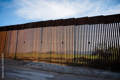 The US border wall between Lukeville Arizona and Sonoyta Mexico.