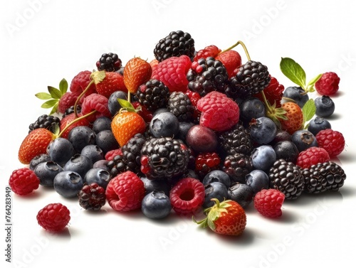 Pile of berries on a white background.
