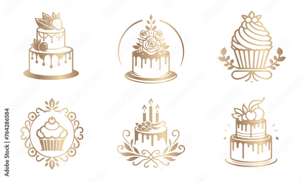 Logo Vector symbol cake, sweet, cupcake, confectionery, confectioner, sweetie, wedding cake, bride