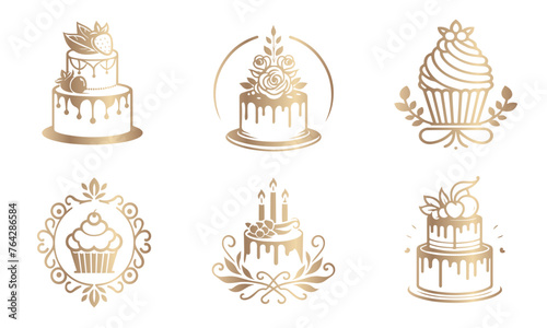 Logo Vector symbol cake, sweet, cupcake, confectionery, confectioner, sweetie, wedding cake, bride