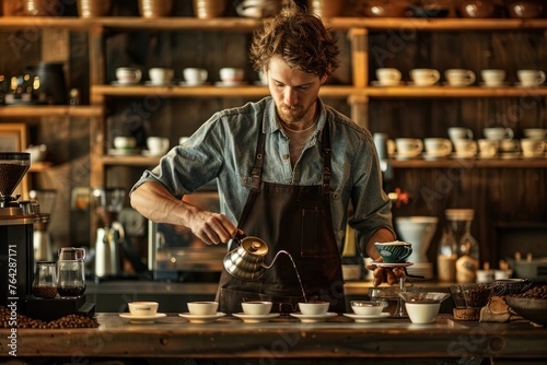 Master Barista Crafting Perfect Coffee: Art of Pour Over