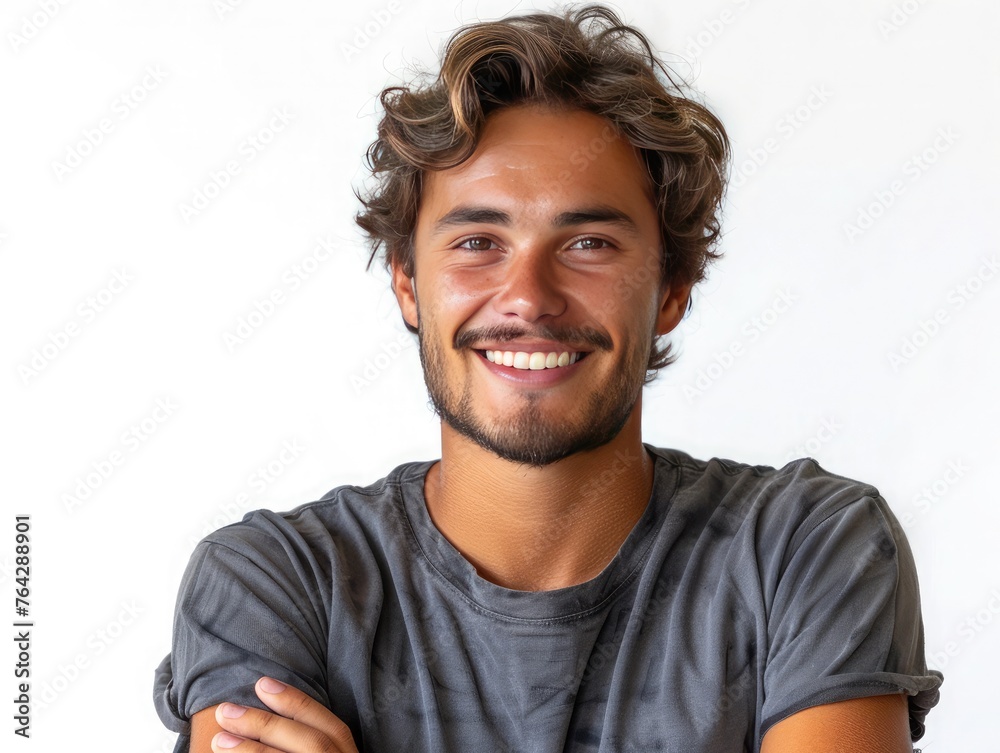 Portrait of handsome smiling young man with folded arms isolated Portrait of handsome smiling young man with folded arms isolated