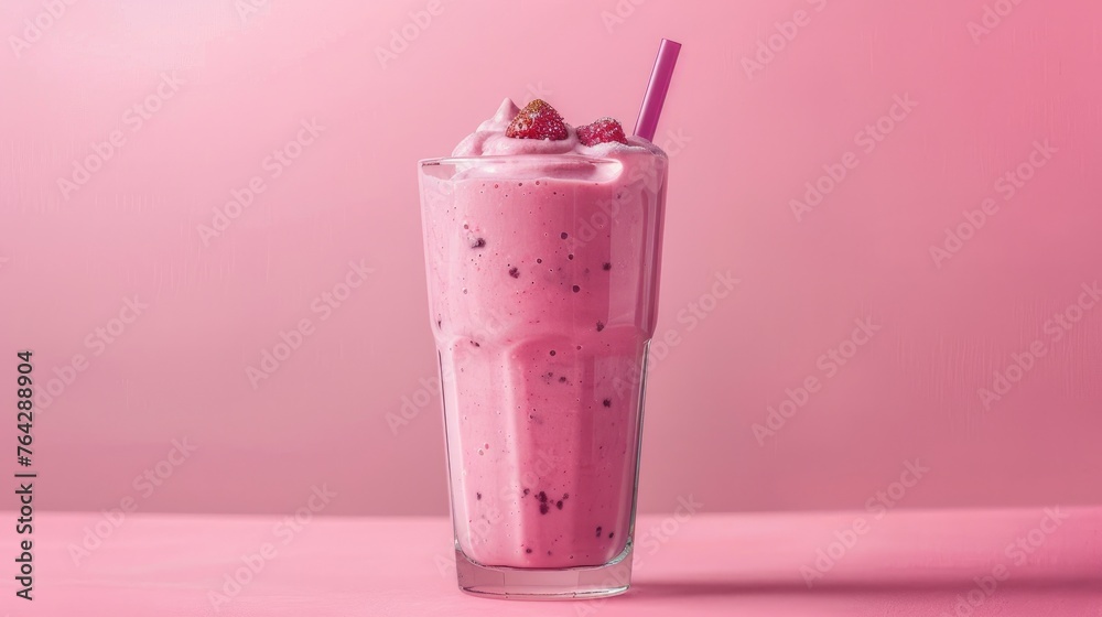 Strawberry smoothie or milkshake. Healthy food for breakfast and snack. Strawberry smoothie or milkshake. Healthy food for breakfast and snack.