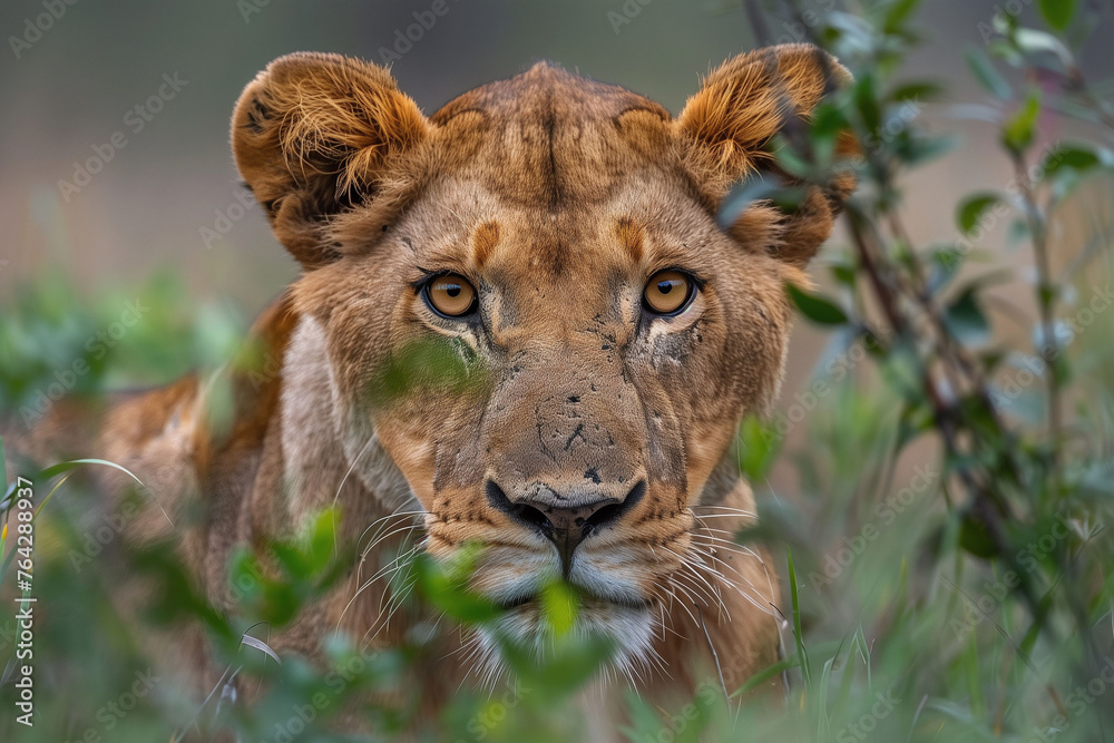 Close-Up of a Lioness in Natural Habitat Close-Up of a Lioness in Natural Habitat