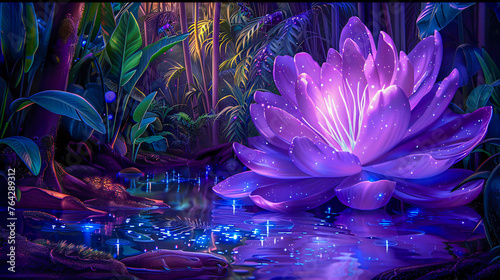 Zen lotus flower on peaceful pond  pink petals in tranquil water  artistic illustration