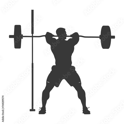 Silhouette Man weightlifting Player in action full body black color only
