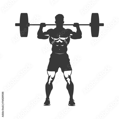 Silhouette Man weightlifting Player in action full body black color only