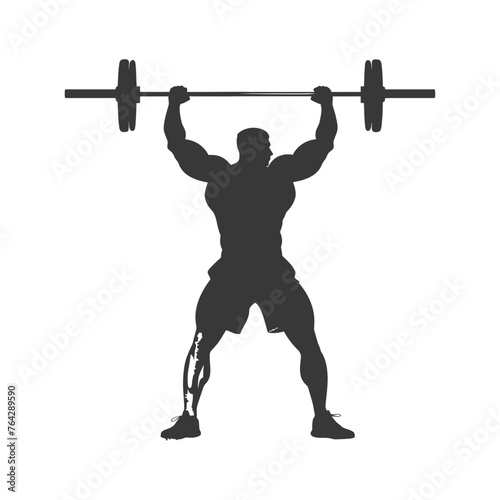 Silhouette Man weightlifting Player in action full body black color only