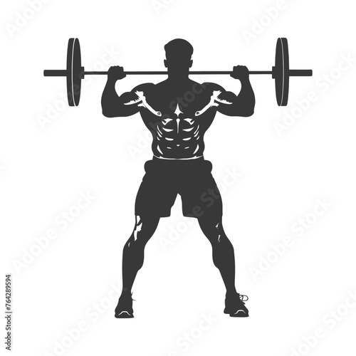 Silhouette Man weightlifting Player in action full body black color only