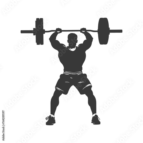 Silhouette Man weightlifting Player in action full body black color only