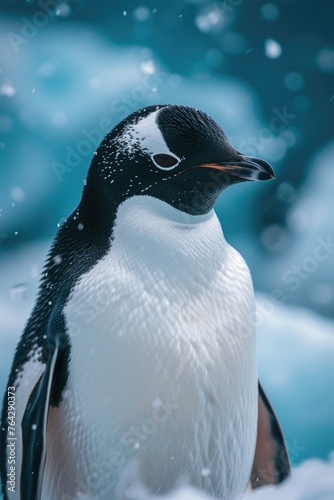 Pensive Penguin in a Snowy Habitat
