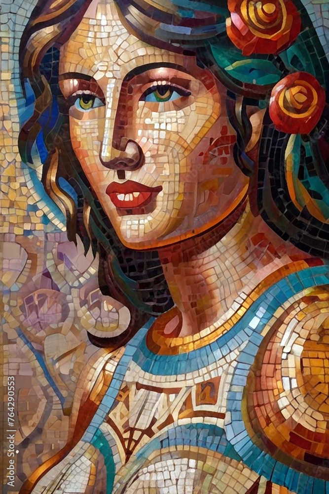 in the style of mosaic art from the ancient Roman period