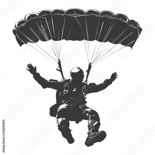 Silhouette skydiver man full body black color only