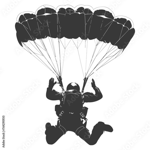 Silhouette skydiver man full body black color only