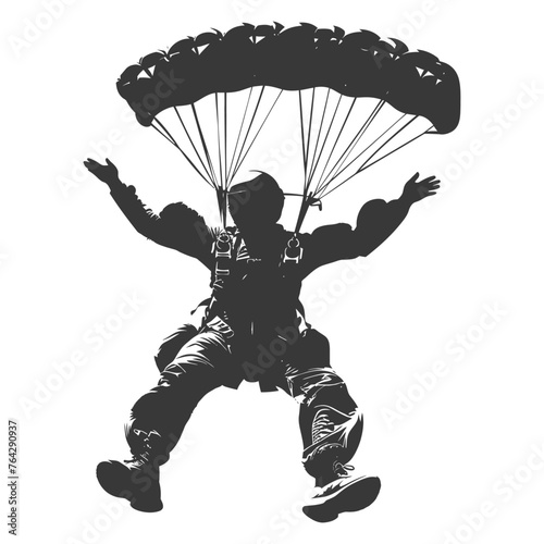 Silhouette skydiver man full body black color only