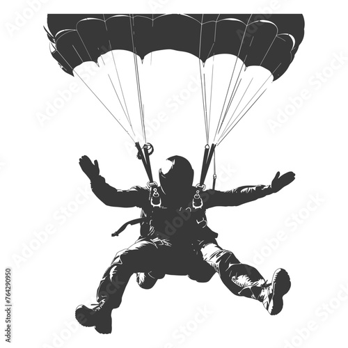 Silhouette skydiver man full body black color only