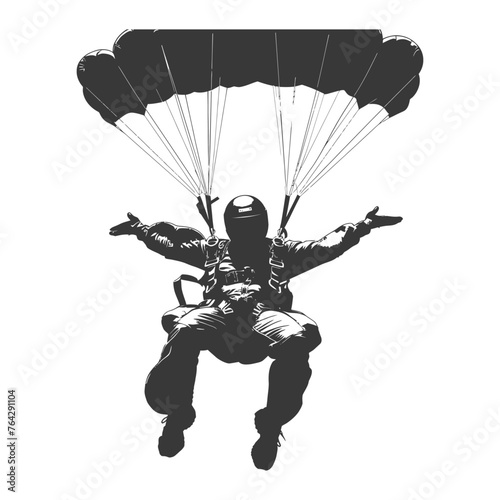 Silhouette skydiver man full body black color only