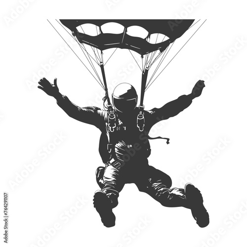 Silhouette skydiver man full body black color only