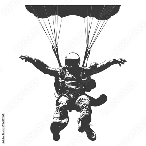 Silhouette skydiver man full body black color only