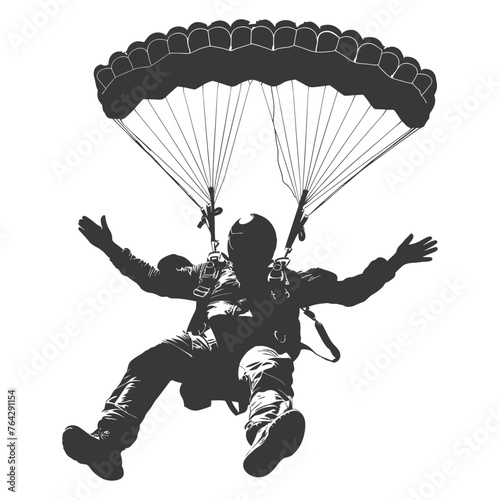 Silhouette skydiver man full body black color only