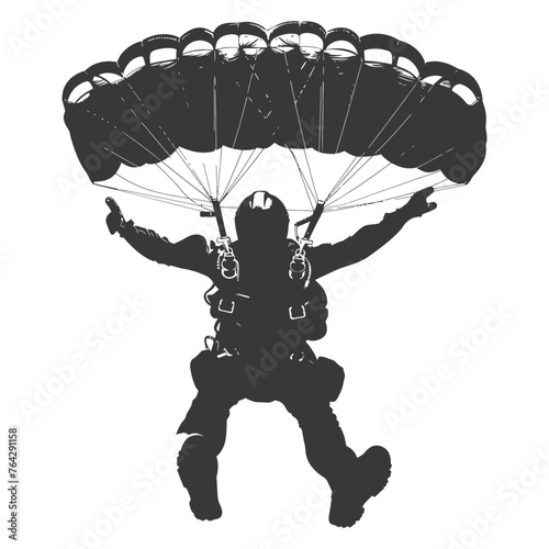 Silhouette skydiver man full body black color only
