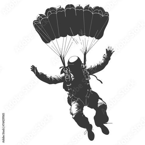 Silhouette skydiver man full body black color only