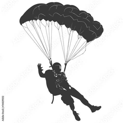 Silhouette skydiver woman full body black color only