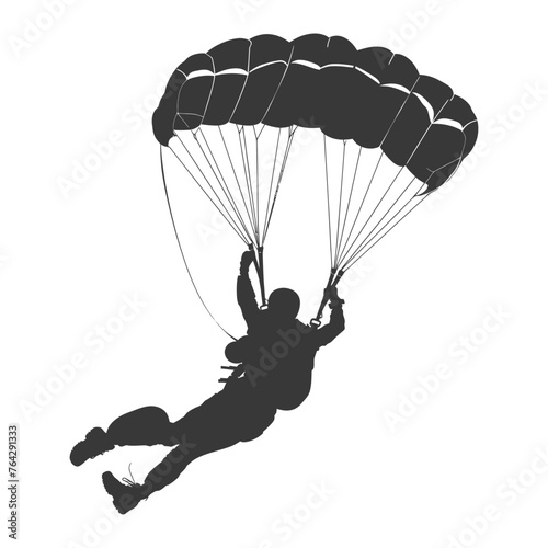 Silhouette skydiver woman full body black color only