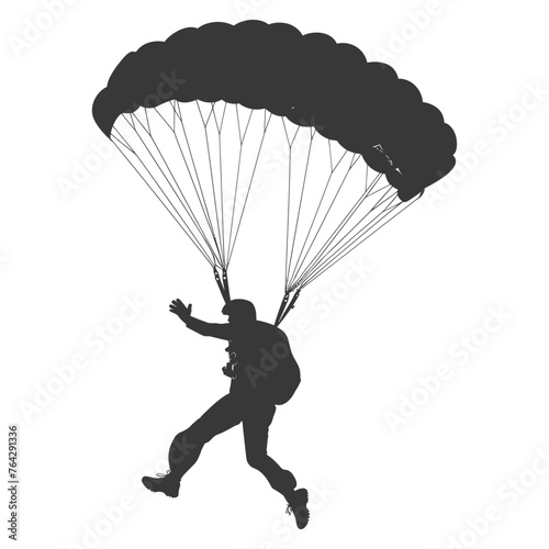 Silhouette skydiver woman full body black color only