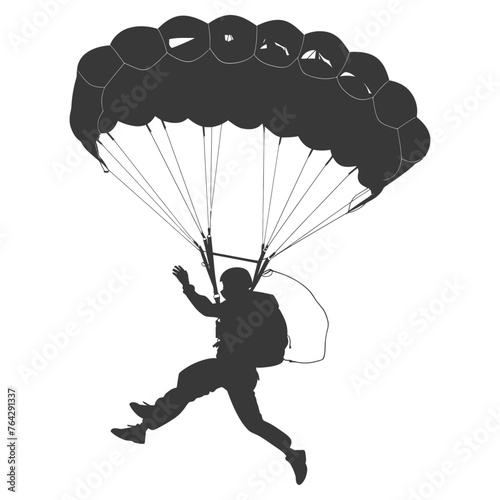 Silhouette skydiver woman full body black color only
