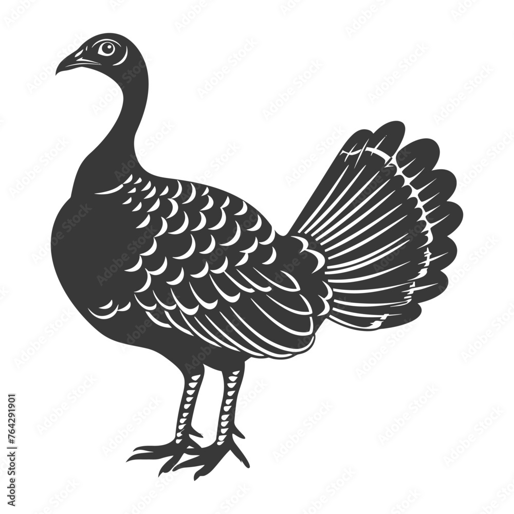 Silhouette Turkey Animal black color only full body Silhouette Turkey Animal black color only full body