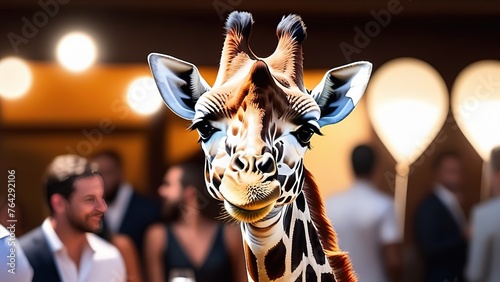 Close up of a giraffe on a dark background © екатерина лагунова